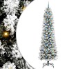 VidaXL Brad de Crăciun artificial cu 300 LED Verde și alb 240 cm 3396136
