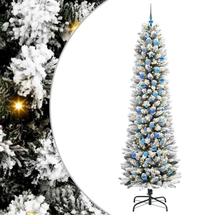 vidaXL Brad de Crăciun artificial cu 300 LED Verde și alb 240 cm 3396136