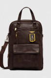 Aeronautica Militare rucsac barbati, culoarea maro, mare, neted