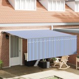 vidaXL Cortina Retractabilă Manual Dungi Albastre și Albe 400 &times; 300 cm