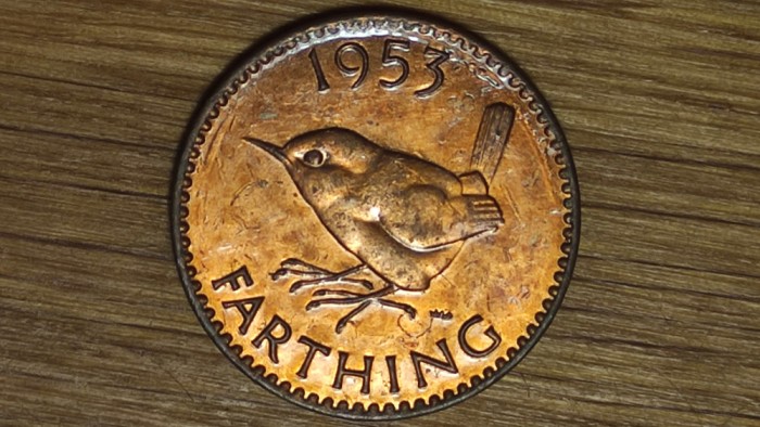 R10 Marea Britanie -moneda de colectie- 1 farthing 1953 -Elisabeta- an unic batere!