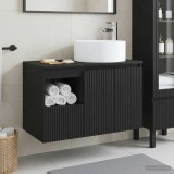 Cumpara ieftin Set dulap baie 2 buc. Negru 79,5 x 44,5 x 80 cm Lemn prelucrat