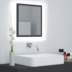 vidaXL Oglindă de baie cu LED, gri, 40x8,5x37 cm, PAL