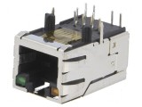 Conector RJ45 soclu ecranat cu diodă LED THT &icirc;n unghi, PIN 8