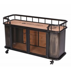 Comoda TV din metal cu lemn masiv maro LOF047