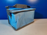Geanta Termoizolanta Bleu Gri, 20x13x14cm, Voiaj, Camping, Frigorifica, Folie Aluminiu, Doze Suc/Bere