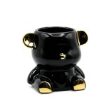 Organizator pentru pensule și pile, din ceramică, negru + aur