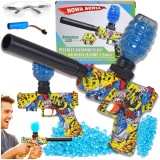 Pistol automat de jucărie cu bile gel, set mare, silențiator, 500 bile, LED