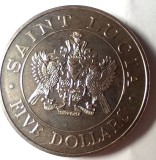 Moneda Saint Lucia 5 dolari 1986 (Vizita papei ) AUNC