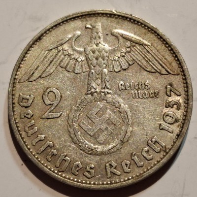 Germania Nazista 2 reichsmark 1937 G argint foto