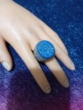 Inel vintage arabesc din argint masiv si lapislazuli