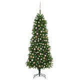 Cumpara ieftin Brad Craciun pre-iluminat artificial set globuri verde 240 cm