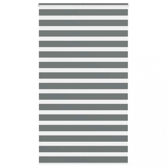 Jaluzea tip zebra gri &icirc;nchis lățime țesătură 130,9 cm poliester