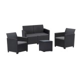 Set de mobilier de grădină Claire IV cu 4 locuri și masă de depozitare Vigo, grafit