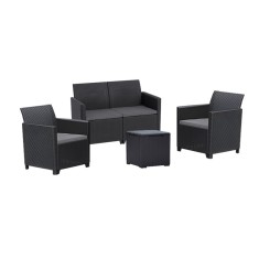 Set de mobilier de grădină Claire IV cu 4 locuri și masă de depozitare Vigo, grafit