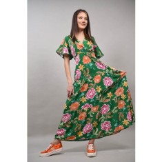 ROCHIE LUNGA BOHO CHIC MULTICOLORA INDIAN BUJORI ARLENA Verde S-M