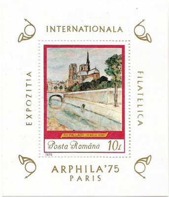 Colita Expozitia Internationala Filatelica &amp;quot;Arphila &amp;#039;75&amp;quot; Paris, 1975 - NEOBLIT. foto