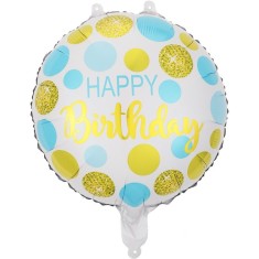 Balon din folie metalizata, flippy, figurine, model 5, happy birthday, tematica aniversare, 45 cm, ambalaj individual, pai inclus, umflare cu aer sau