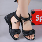 Sandale negre pentru fetite - Shine (Marime Disponibila: Marimea 28)