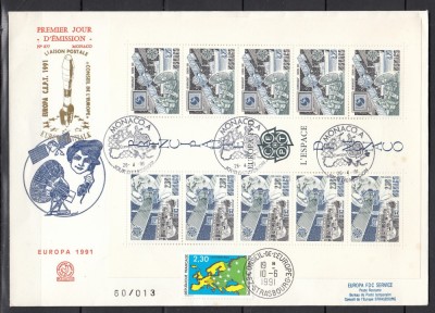 Monaco 1991 - FDC SPECIAL AUR - EUROPA SPATIALA - Tiraj 60 ex. numerotate foto