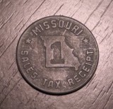 Jeton SUA - Missouri - Tax receipt - Anii '30-'40