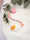 Set cadou bebeluși -Lănțișor pentru suzetă personalizat și jucărie dentiție Oiță