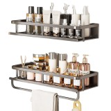 Organizator perete dublu, cu suport prosop, 30 cm, din otel inoxidabil, modern si elegant, cu linii curate si un finisaj lustruit, Oem