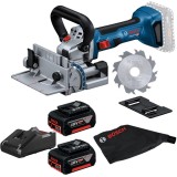 Bosch GFF 18V-22 + GBA + GAL 18V-40 - Masina de frezat pentru dibluri plate 22 mm + Set 2 acumulatori si incarcator Li-Ion 18 V 5 Ah