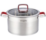 Oala inox 22cm Hausberg HB-H LUX 822 cu capac sticla inductie