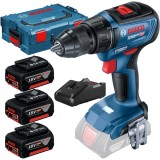 Bosch GSR 18V-50 + 0615990L3T - Masina de gaurit si insurubat 50 Nm + Set 3 acumulatori si incarcator Li-Ion 18 V 5 Ah valiza speciala