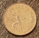 C50 - Moneda foarte veche - Norvegia - 50 ore - 1997