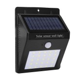 Lampa Solara Perete LED, 30 SMD, 2W, Senzor Miscare, IP65, 3 Moduri Iluminare, ABS, 300 Lumeni, Acumulator 2200mAh