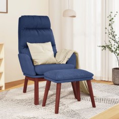 vidaXL Scaun de relaxare cu taburet, albastru, textil foto