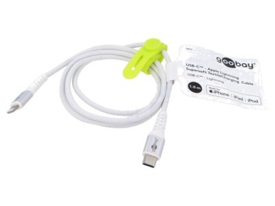 Cablu USB 2.0 Apple Lightning și USB C 1m alb silicon Goobay foto