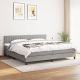 Cumpara ieftin Pat box spring cu saltea, gri deschis, 200x200 cm, textil