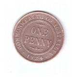 Moneda Australia 1 penny 1924, stare buna, curata, Australia si Oceania, Bronz