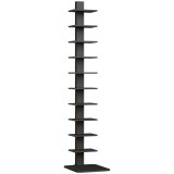 HOMCOM Bibliotecă Verticală &icirc;naltă cu 11 Rafturi, Bibliotecă Economisitoare de Spațiu Slim, Raft Industrial pentru Living, Dormitor, Birou, 34.5x41.5x