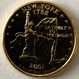AMERICA QUARTER 1/4 DOLLAR 2001 LITERA P.(PURTATI CATRE LIBERTATE ),PLACAT AUR, America de Nord, Cupru-Nichel