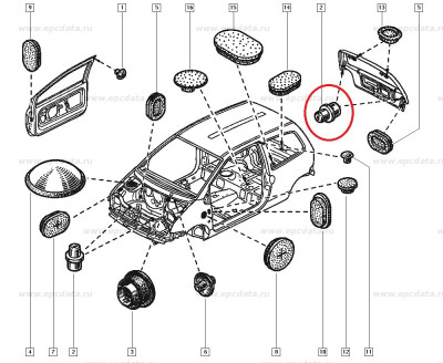 Tampon cauciuc capota motor, haion Renault Twingo, opritor original 7700827314 Kft Auto foto