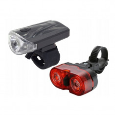 Set far si stop LED pentru bicicleta, 3 moduri iluminare, coliere de fixare foto