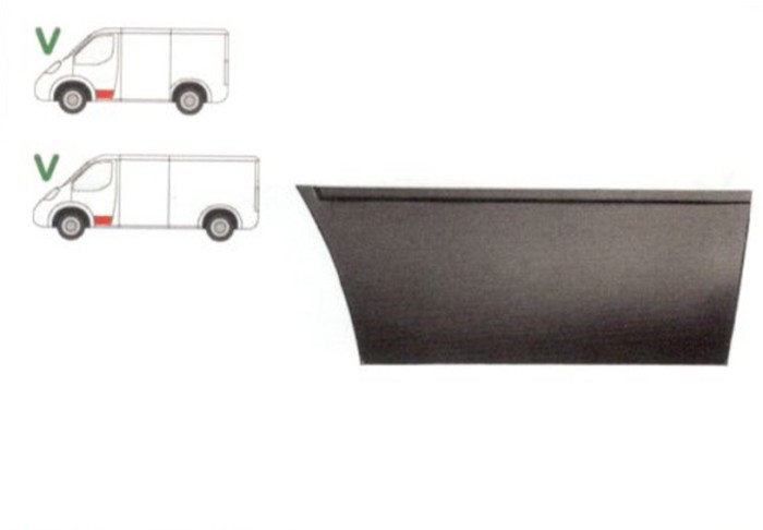 Panou reparatie usa Ford TRANSIT, 10.1985-07.2000; model Scurt si Mediu, partea stanga, parte inferioara, fata, inaltimea 280 mm,