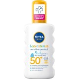 Nivea Sun Pure &amp; Sensitive Spray de protecție solară pentru copii SPF50+ 200 ml