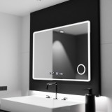 Oglinda LED Rectangulara 120x80 Aura Riflesso Puro MotionGlow Marcello, Sistem Dezaburire, Termometru si Ceas, Dimabila ModernLight Concept
