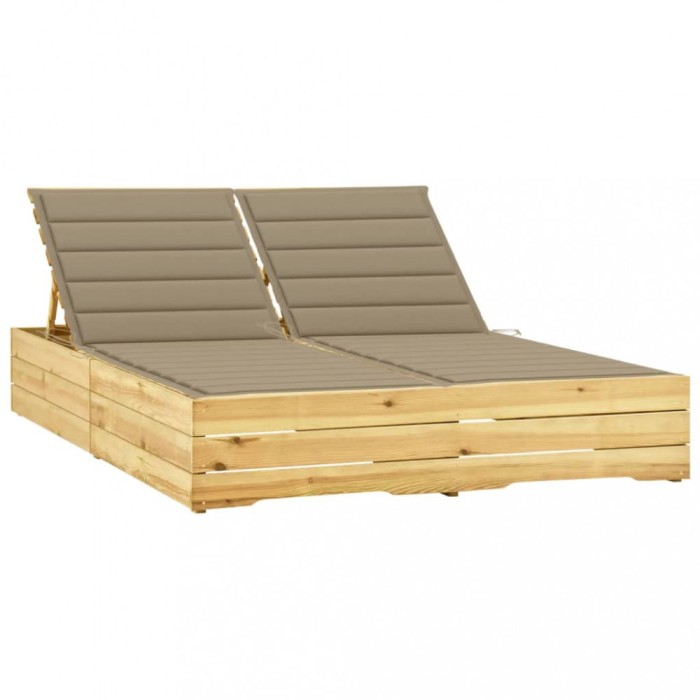 vidaXL Șezlong dublu cu perne bej, lemn de pin tratat 3065972