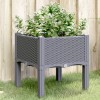 Jardiniera Gradina cu Picioare vidaXL Albastru Gri 40x40x42 cm PP Aspect Ratan Ghiveci Exterior Inalt