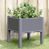 Jardiniera Gradina cu Picioare vidaXL Albastru Gri 40x40x42 cm PP Aspect Ratan Ghiveci Exterior Inalt
