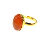 Inel argint reglabil placat cu aur cu carneol 14x10 MM