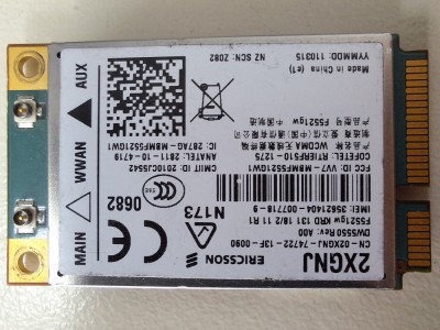 Modul card WWAN 3G Ericsson 2XGNJ, Dell Wireless 5550, F5521GW foto
