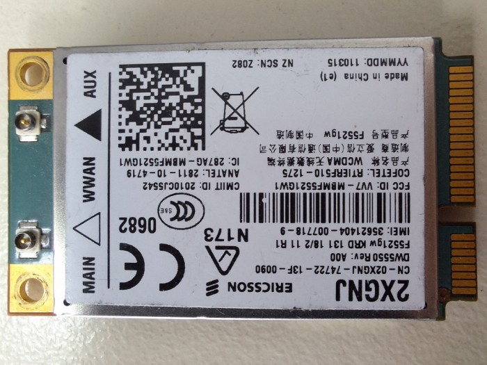 Modul card WWAN 3G Ericsson 2XGNJ, Dell Wireless 5550, F5521GW
