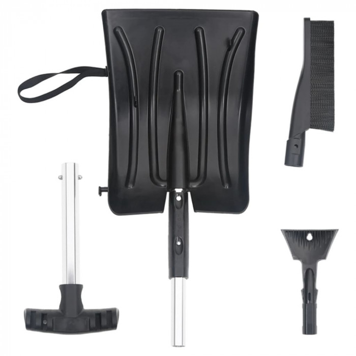 vidaXL Kit de lopată pentru zăpadă 3 &icirc;n 1, negru, aluminiu